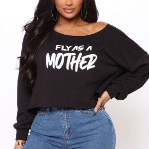 Fashion Nova off shoulder crop Top large black